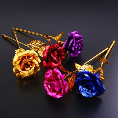24k Gold Plated Rose Flowers Anniversary Mothers Day Girlfriend Gift Gold Color    112956293392